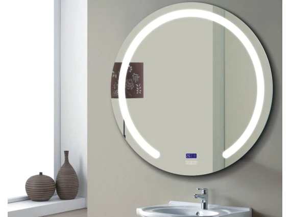 Oglindă baie rotundă cu iluminare, afisaj și dezaburire, diametru 100cm, Meco WLM100