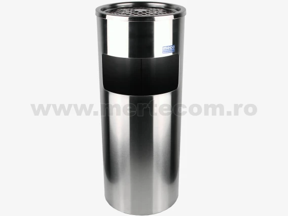 Cos gunoi cu scrumiera inox satinat 25cm H-61cm