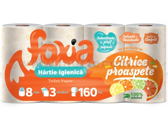Hartie igienica Foxia parfumata 8role 3straturi (Citrice)