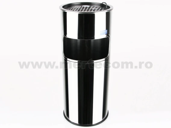 Cos de gunoi cu scrumiera inox lucios 25cm H-58cm