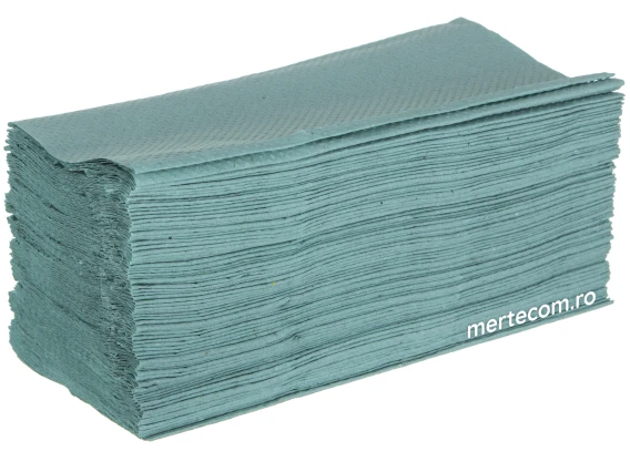 Prosop pliat verde V 21x25cm 1strat 200bucati