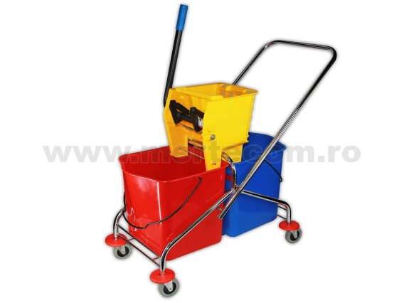 Carucior curatenie inox 2 compartimente 30 litri B043