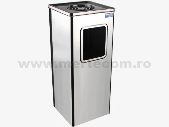 Cos gunoi cu scrumiera inox lucios Meco 24cm H-58cm