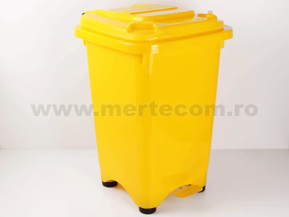 Cos gunoi colectare selectiva cu pedala 50L H-65cm (Galben)