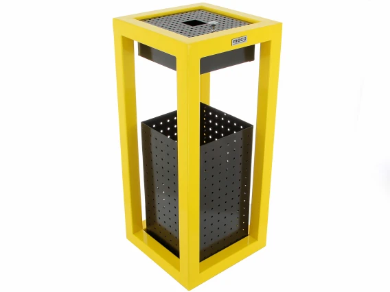 Cos gunoi scrumiera patrata galbena Meco Lux 31x70cm