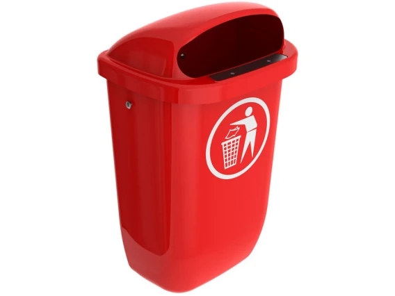 Cos gunoi stradal Meco 50 litri H-60 cm (Rosu)