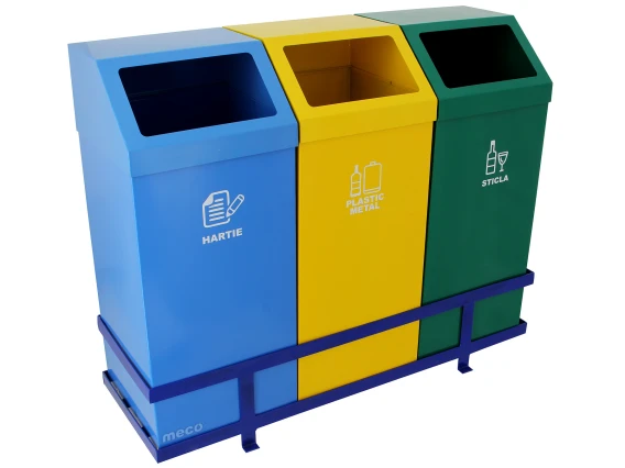 Cos colectare selectiva Meco 3x54litri 32x92x72cm