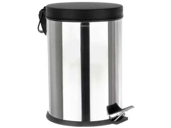 Cos gunoi inox lucios capac negru Meco 12 litri Q25 H-36cm