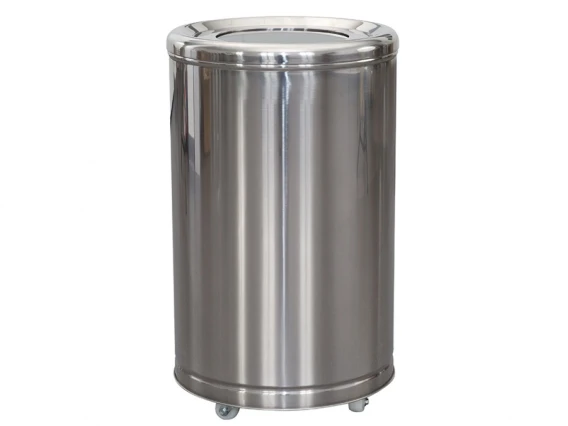 Cos gunoi din inox cu roti si capac batant 65 litri