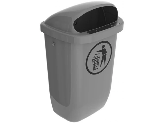 Cos gunoi stradal Meco 50 litri H-60 cm (Gri)