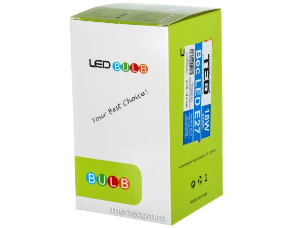 Bec led E27 lumina rece 6400k 18W echivalent 155W  36.000ore