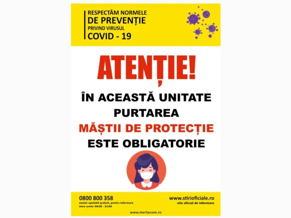Sticker eticheta purtati masca A4 21x 30cm