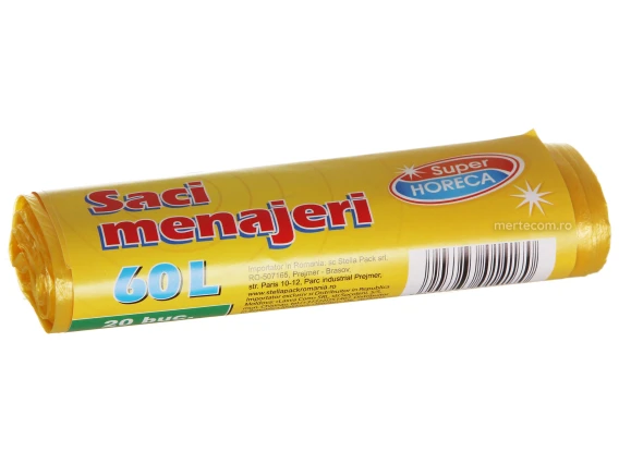 Saci menajeri Eco Super Horeca Galbeni 60 litri 20 bucati