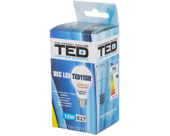 Bec led Ted115R E27 lumina rece 6400k 15W