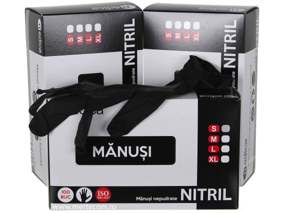 Manusi nitril nepudrate negre 100buc L