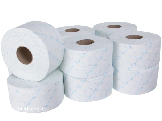Hârtie igienică Jumbo alba cu albastru 250g 2straturi