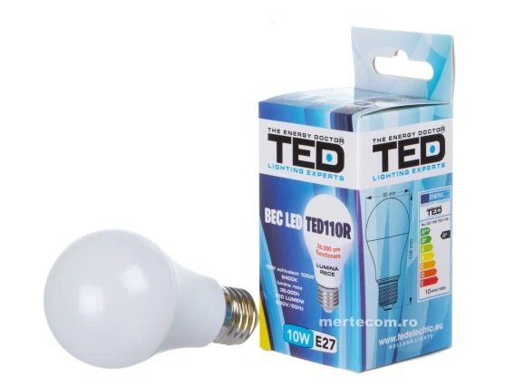 Bec led Ted110R E27 lumina rece 6400k 10W