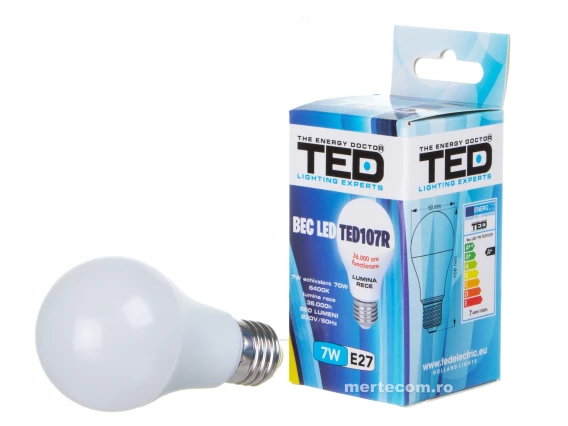 Bec led Ted107R E27 lumina rece 6400k 7W