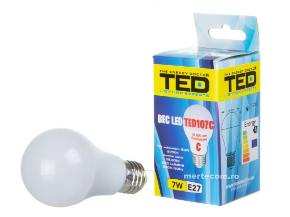 Bec led Ted107C E27 lumina calda 2700k 7W