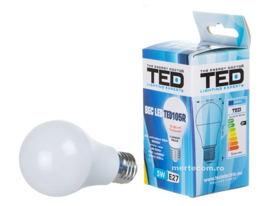 Bec led Ted105R E27 lumina rece 6400k 5W