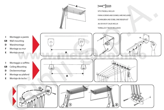 Uscator rufe Gimi Lift 120cm 7M