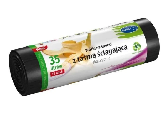 Saci de gunoi cu snur de prindere Stella 35litri 15bucati