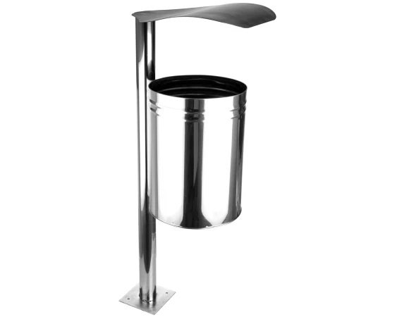 Cos gunoi stradal inox lucios Meco 28litri 35x100cm