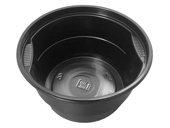 Bol supa din plastic negru cu capac 460ml 50bucati