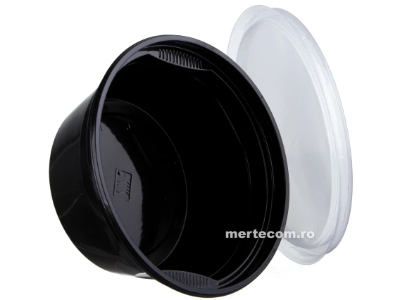 Bol supa din plastic negru cu capac 560ml 50bucati