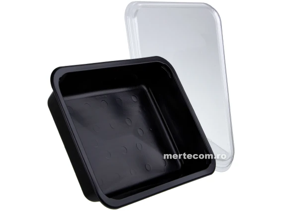 Caserole cu capac din plastic negru cu un compartiment 200bucati