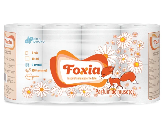 Hartie igienica Foxia 8role 3straturi 154foi (Musetel)