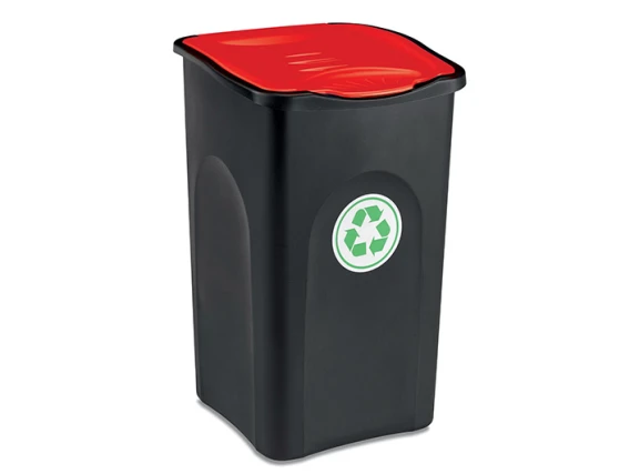 Cos gunoi colectare selectiva EcoGreen 50 litri H56cm (Rosu)