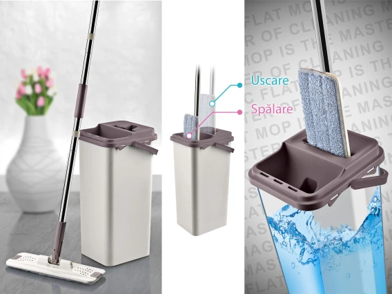Mop plat cu storcator si galeata 8 litri Magic Flat Mop