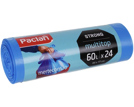 Saci menajeri Paclan Multitop Strong 60litri albastri 60cmx77cm 24buc