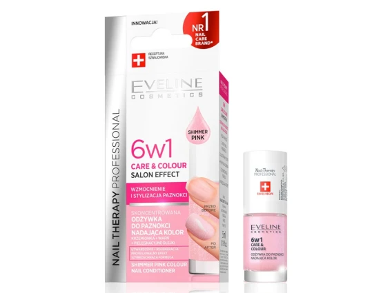 Tratament pentru unghii Eveline 6in1 Shimmer Pink 5ml