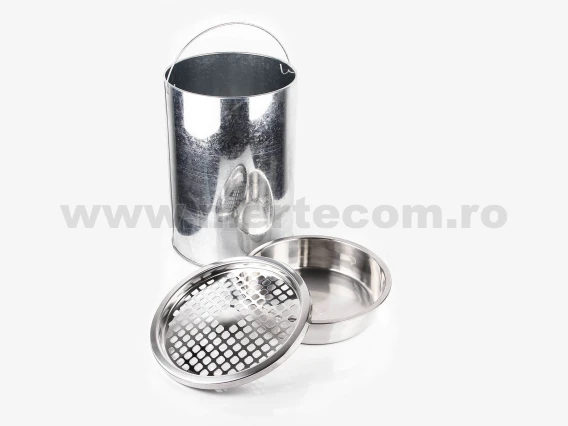 Cos gunoi cu scrumiera inox satinat 25cm H-61cm