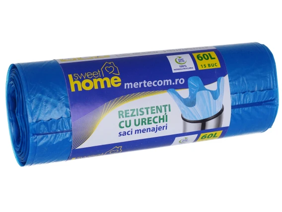 Saci menajeri cu urechi Sweet Home 60 litri 15 bucati