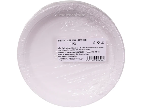 Farfurii rotunde din carton biodegradabil 23cm 50bucati/set