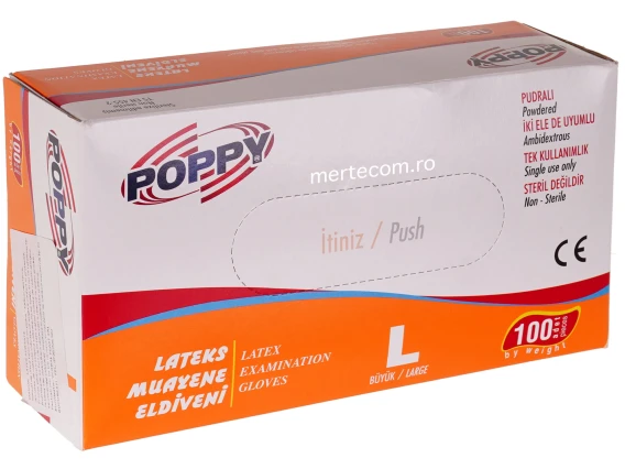 Manusi latex Zorex Poppy Clasic marime L 100buc