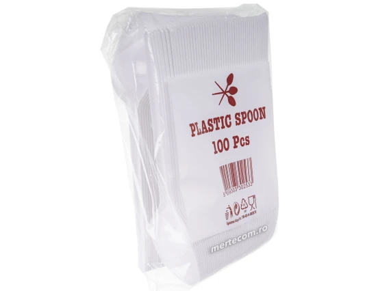 Lingurite plastic de unica folosinta albe 100bucati/set