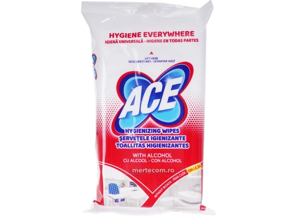 Servetele igienizante multisuprafete cu alcool Ace 40bucati