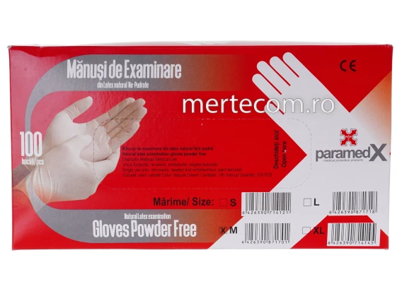 Manusi latex nepudrate ParamedX (100buc/cutie) marimea M
