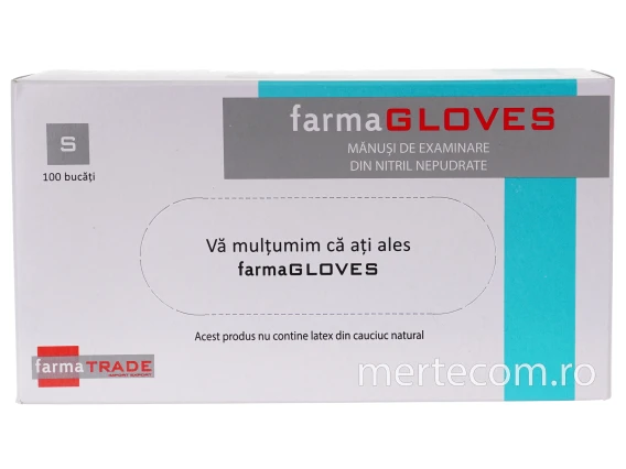 Manusi nepudrate nitril albastre FarmaGloves (100buc/cutie) marime S
