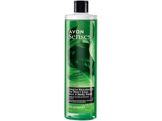 Sampon si gel de dus 2in1 Avon Senses Men Jungle Rainburst 500ml