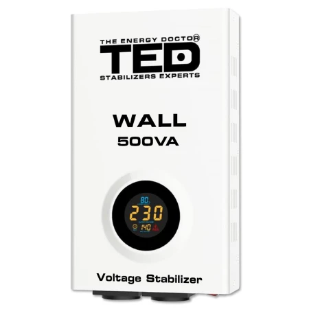Stabilizator retea maxim 500VA-AVR LCD 2 iesiri schuko WALL TED002174