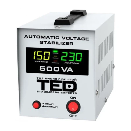 Stabilizator retea maxim 500VA-AVR LCD 2 iesiri schuko TED000194