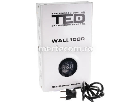 Stabilizator retea maxim 1000VA-AVR LCD 2 iesiri schuko WALL TED000057