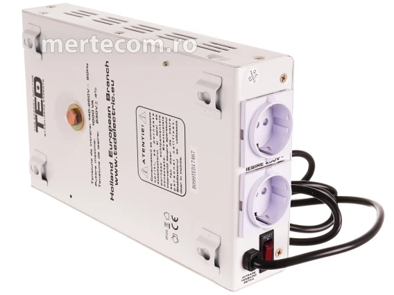 Stabilizator retea maxim 1000VA-AVR LCD 2 iesiri schuko WALL TED000057