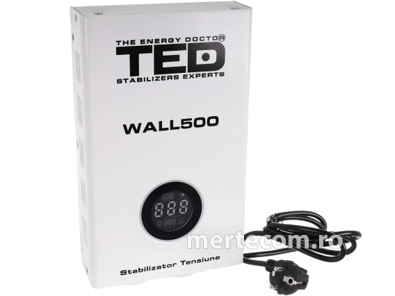 Stabilizator retea maxim 500VA-AVR LCD 2 iesiri schuko WALL TED002174