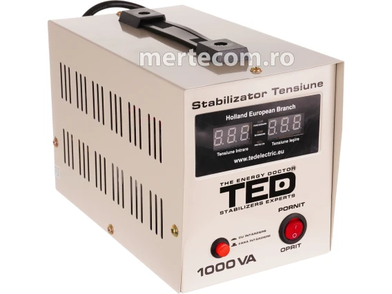 Stabilizator retea maxim 1000VA-AVR LCD 2 iesiri schuko WALL TED000040